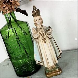 Vintage Infant of Prague Chalk Plaster Statue Small Chippy